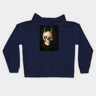 Gothic Horned Devil Skull Kids Hoodie